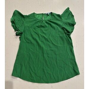 Antonio Melani Size M Green Silk Satin Blouse Luxury Chic Workwear. 100% Silk